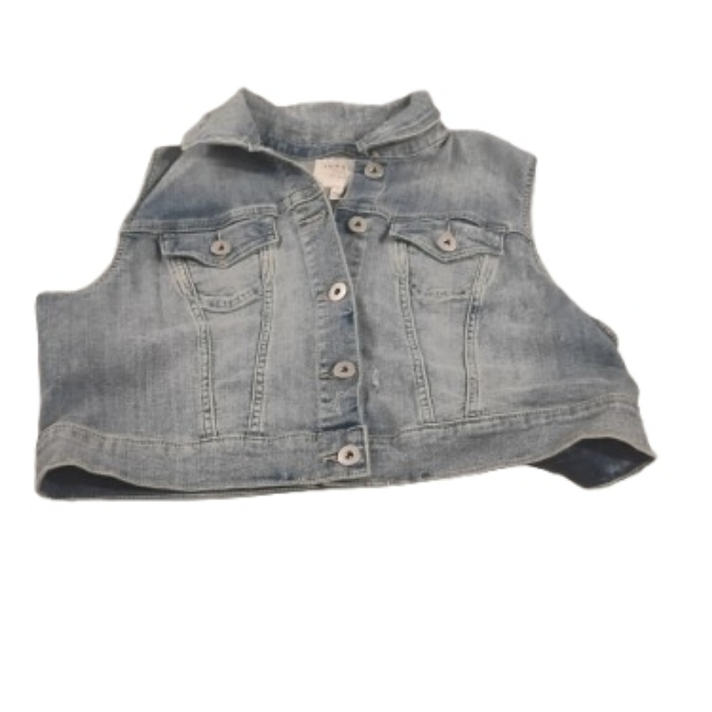 Torrid Cropped Womens Buttoned Denim Vest Sz 1 1X